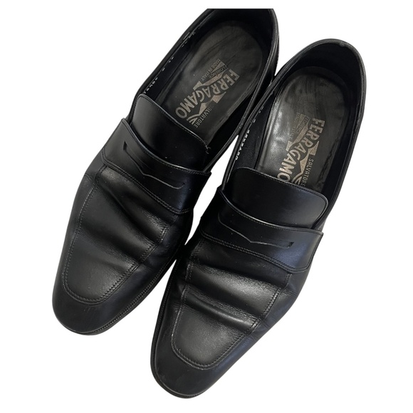 Salvatore Ferragamo Black Leather Slip-On Mens Penny Loafers size 8.5 main image 13